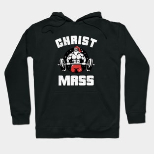 Bodybuilding Christmas Christ Mass Gym Addict Hoodie